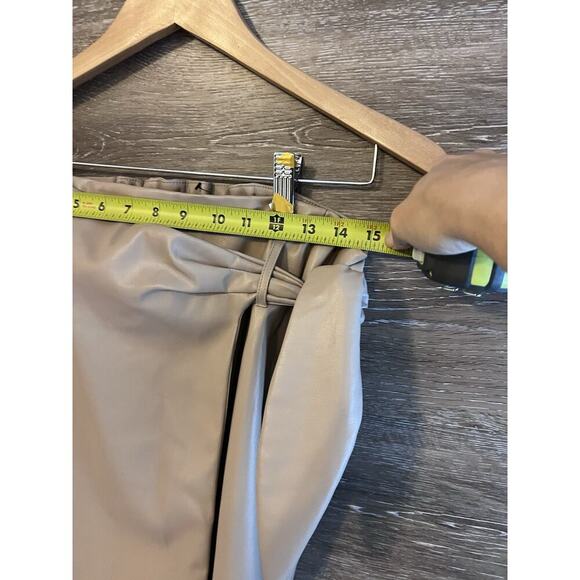 Jason Wu Tan Faux Leather Wrap Sz M Belted Mini Skirt NEW - Picture 5 of 9